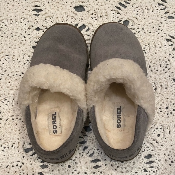 Sorel Nakiska Slide Winter Shearling Slippers gray size 5 - Picture 5 of 8